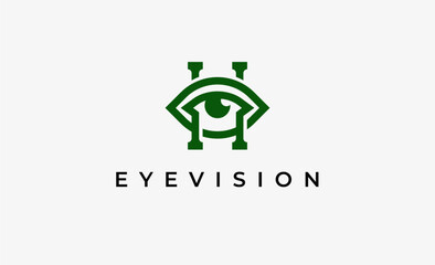 Logo Letter H and Eye Vision. Digital, visual with modern and minimalist concept. Editable file.