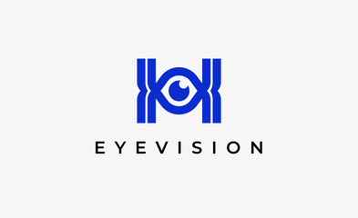 Logo Letter H and Eye Vision. Digital, visual with modern and minimalist concept. Editable file.