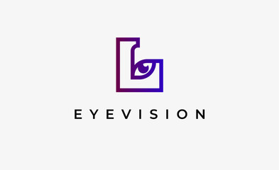 Logo Letter L and Eye Vision. Digital, visual with modern and minimalist concept. Editable file.
