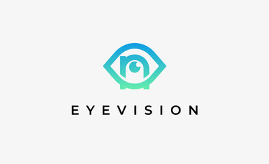 Logo Letter N and Eye Vision. Digital, visual with modern and minimalist concept. Editable file.