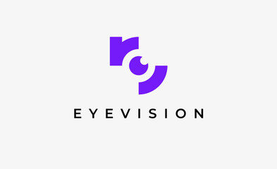 Logo Letter R and Eye Vision. Digital, visual with modern and minimalist concept. Editable file.