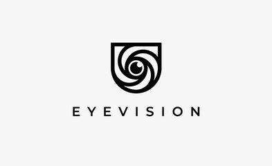 Logo Letter U and Eye Vision. Digital, visual with modern and minimalist concept. Editable file. © ahmadfaiz