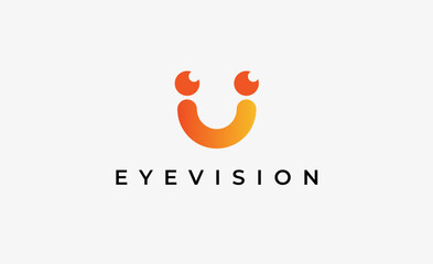Logo Letter U and Eye Vision. Digital, visual with modern and minimalist concept. Editable file.