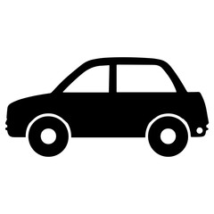 Black and white Car icon silhouette minimal flat illustration