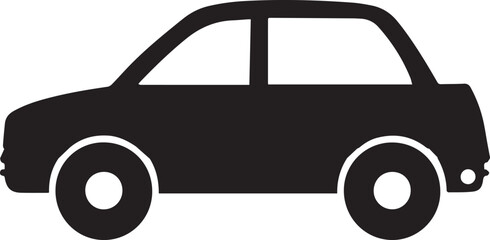 Black and white Car icon silhouette minimal flat illustration