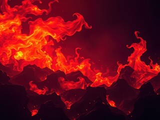 Fototapeta premium Flames dancing across a dark background with shades of red, orange, and purple, flames, dark