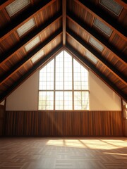 Exposed dark wood ceiling beams in a high-ceilinged room, , exposed ceilings, warehouse interior, construction materials, beam construction