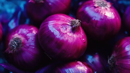 Red onion on white background, purple hue, natural texture, studio lighting,