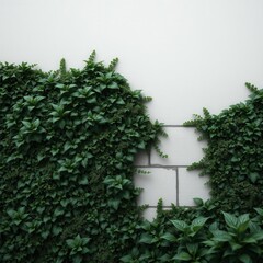Fototapeta premium Close-up of concrete block wall covered in ivy, close-up, urban landscape