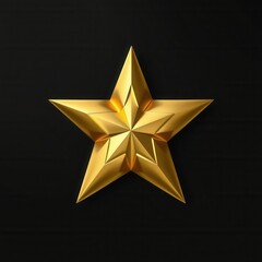 Obraz premium A stylized gold star shape made from metallic foil or paper against a dark background, design, metal