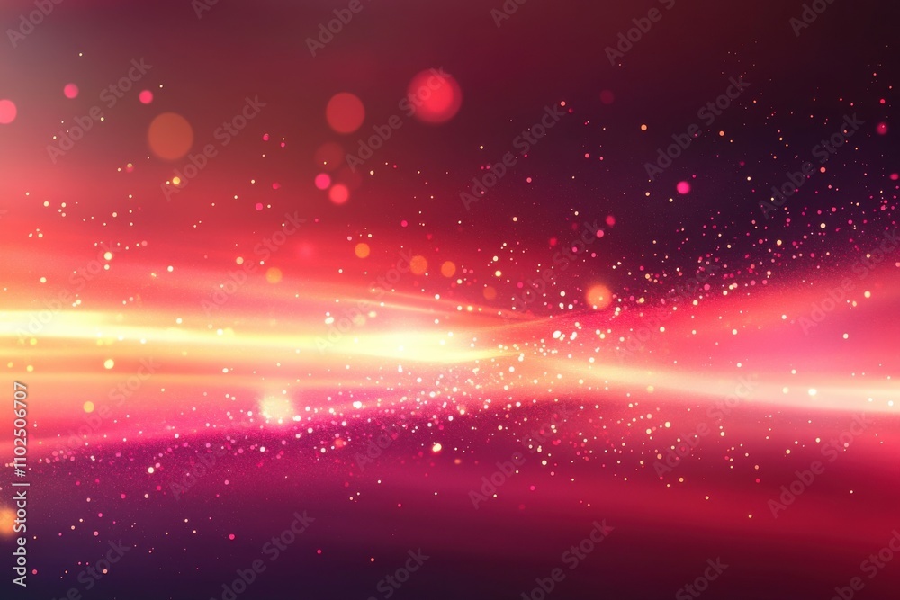 Fototapete Beautiful background with pink and red gradient light effects, light particles and bokeh, creating a charming atmosphere. This image is perfect for showcasing digital products or promotional materials