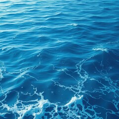 Obraz premium Wavy blue ocean sea with waves on surface and foam, waves, sea, natural scenery