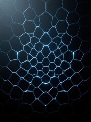 Fototapeta premium A series of interconnected hexagons creates a striking visual effect when illuminated by soft light and reflected against a darkened backdrop, visual effects, glowing accents