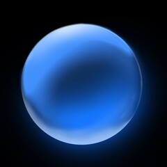 Blue crystal ball. High contrast image of a magic a dark background. Blue fantastic ball on dark background. 3D illustration, rendering.