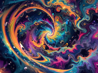 Abstract colorful cosmic swirl background.