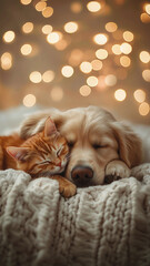 Adorable Dog and Kitten Cuddling Together