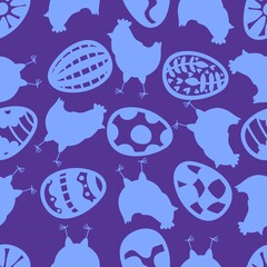 Easter chicken seamless birds pattern for wrapping paper and fabrics