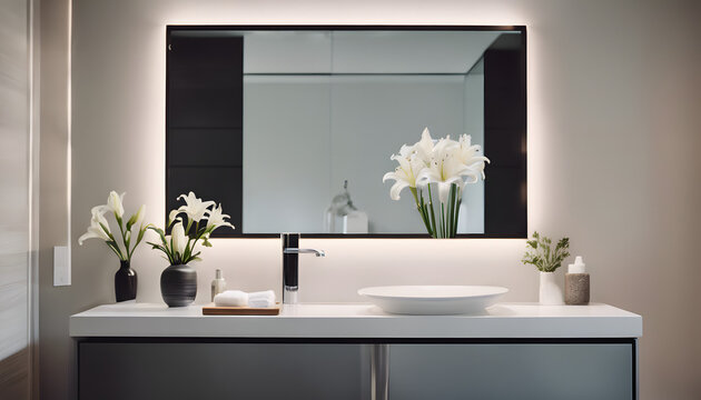 A modern bathroom with a clean, minimalist design