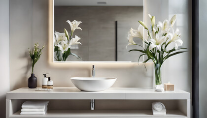 A modern bathroom with a clean, minimalist design