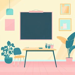 Motivational Poster Setup on Clean Chalkboard Background