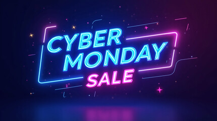 Cyber Monday Banner Neon Design, Generative Ai