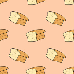 Sweet Bakery Food Seamless Pattern Design with Baked Dough Pastry Vector Template