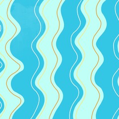 blue nature Water Waves Graphic hand drawing illustration