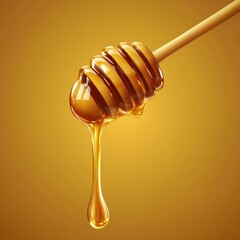 Honey Dipper with Flowing Honey in Warm Minimalist Style