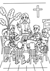 Children Illustration Religion and Bible Story Coloring Page 