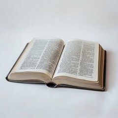 Obraz premium Open Dictionary on Bright White Background