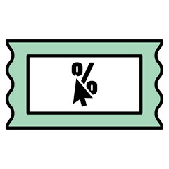 Coupon icon with percentage and click arrow, Vector