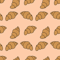 Sweet Bakery Food Seamless Pattern Design with Baked Dough Pastry Vector Template