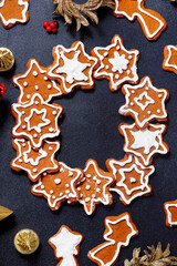 GINGERBREAD  on a Christmas rustic background