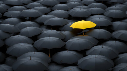 Yellow umbrella. Stand out concept