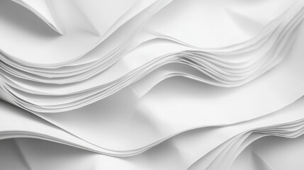 The image showcases a close-up of white paper with waves and folds. Its smooth curves create an interesting visual texture against a neutral backdrop.
