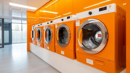 Laundry space with lockers, coin machines, functional hostel style