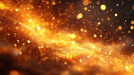 Sparkling gold lights shine brightly against a black background