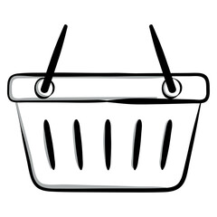 Shopping basket icon with black outline style, Vector