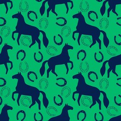 Christmas animals seamless horse pattern for wrapping paper and fabrics