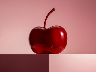 Obraz premium Shiny red cherry on minimalistic background