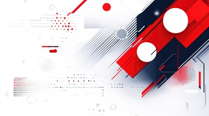 Obraz premium Abstract red and blue geometric shapes on white background.
