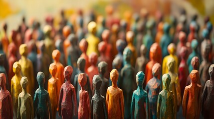 Fototapeta premium Colorful painted group of people figures