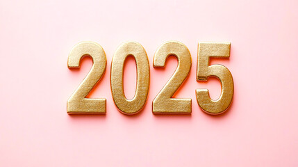 A simple image of the number "2025" in gold against a soft pink background, symbolizing the upcoming year.