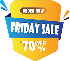 Friday Sale Banner with 70% Discount Offer,Vector Design, Seventy percent discount. Special offer symbol, Flash Sales banner template design for social media.