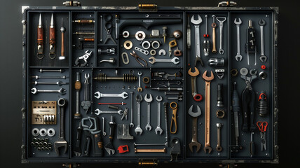 Toolboxes Filled with Artisan Tools: A close-up of a toolbox overflowing with artisan tools, showcasing the essential equipment used in skilled trades.
