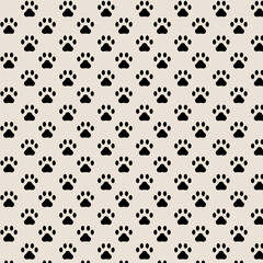 Paw vector foot trail print. Pattern animal tracks isolated on beige background, backgrounds, vector icon Illustration