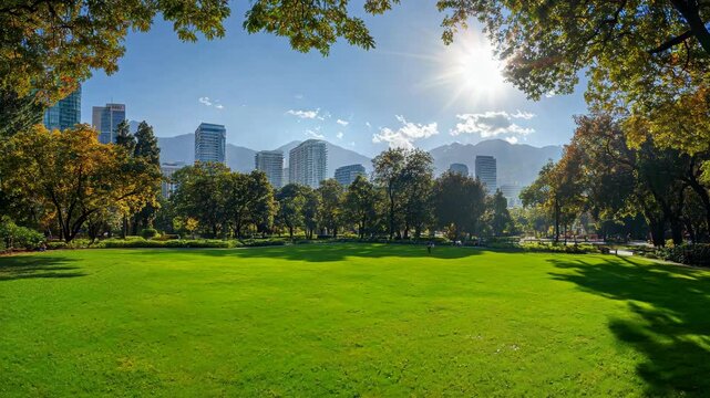 Panorama public park with clipping path 4K Video
