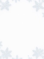 Minimalist snowflake border on a white or light-colored background, subtle winter patterns, snowfall scenery., simple snowflakes, frosty borders, minimalist designs
