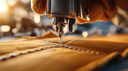 Sewing instructor explaining techniques, stitching process, realistic fabric texture