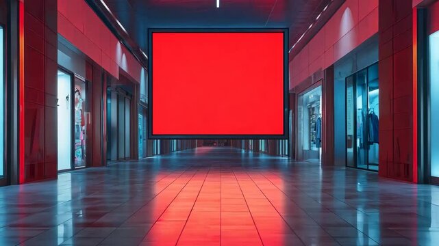red blank sign inside shopping mall mock up advertise display frame setting over the clothes in the shopping department store for shopping business fashion and advertisement conce 4K Video